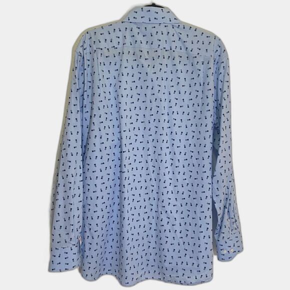 Bonobos - Long Sleeve Stretch Slim Fit Shirt Pineapple Print - size 17/35 - Picture 2 of 4